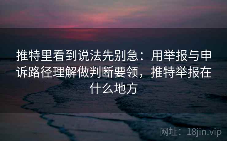 推特里看到说法先别急：用举报与申诉路径理解做判断要领，推特举报在什么地方